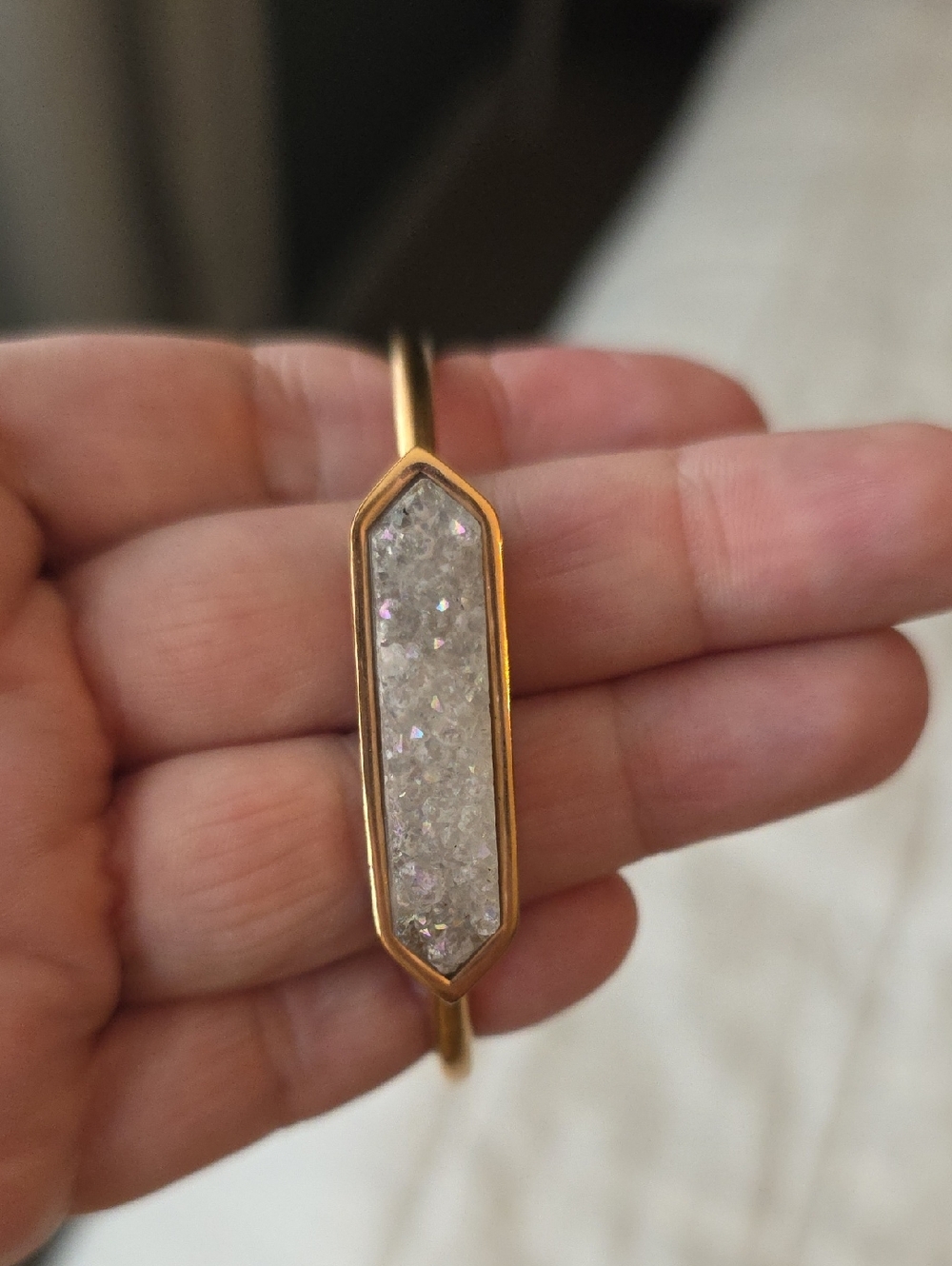Kinsley Armelle Rose Gold Druzy & Clear Crystal Stack Bracelet Set - Picture 3 of 5